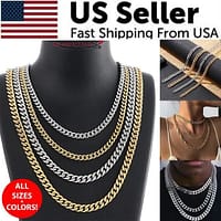 020153c2-67f1-42d9-9a9b-9a9c81cdddc0.jpg Stainless Steel Gold Silver Chain Cuban Curb Womens Mens Necklace