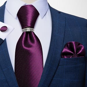 product-fancy-f74cbe4a-d258-444d-b772-bdfdef2b2e2a Men's Striped Necktie & Pocket Square & Cufflinks Ring Set, for Wedding Business